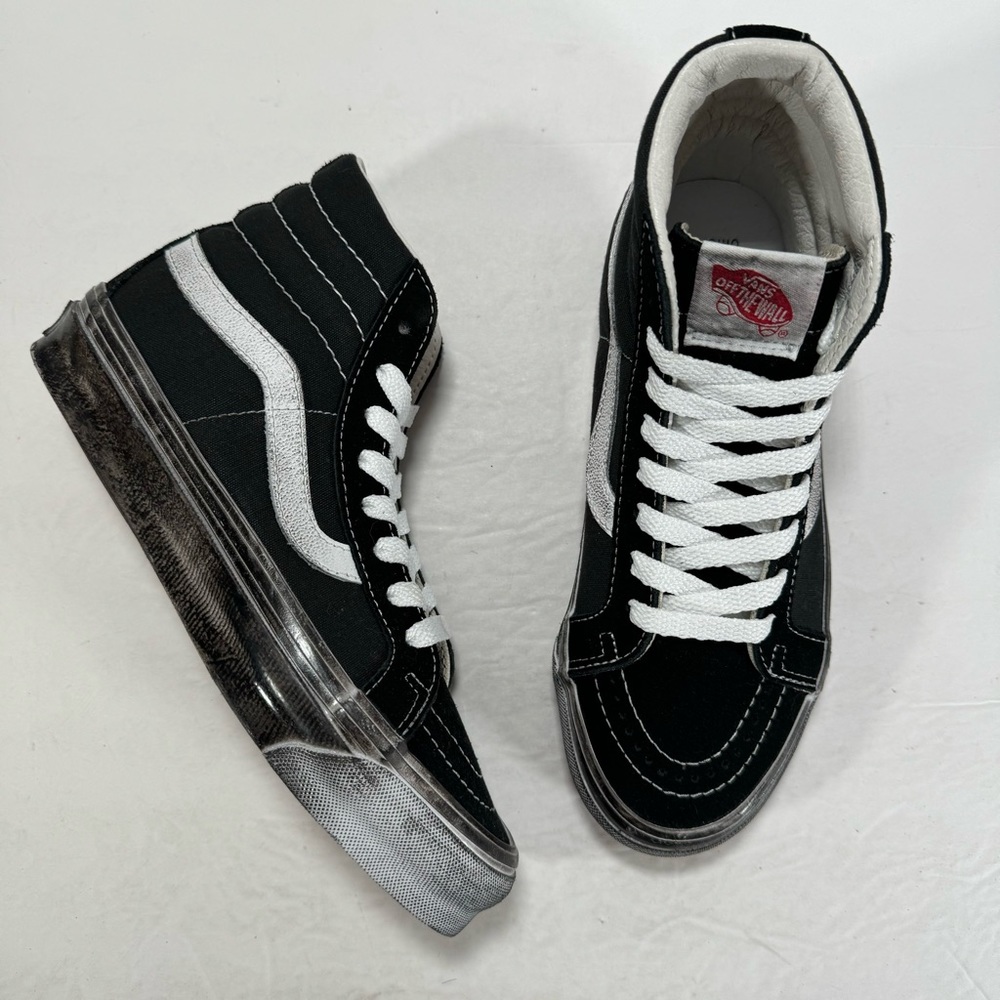 Vans Vault UA OG Sk8-Hi LX Stressed Black White High Top Sneaker Women 6 Men 4.5